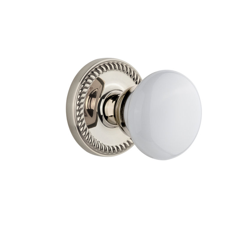 Grandeur Newport Rosette Passage avec bouton de porte Hyde Park, 2-3/4", Nickel poli