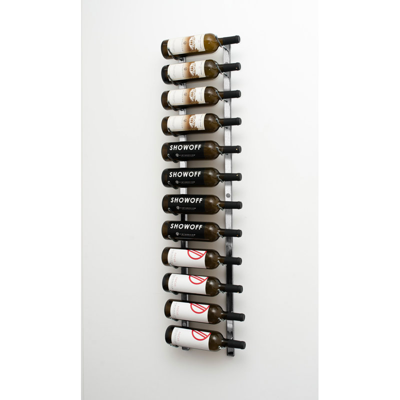 12 Bottle Wall Mounted Wine Bottle Rack, Matte Black, 122cm H x 33cm W x 13.4cm D