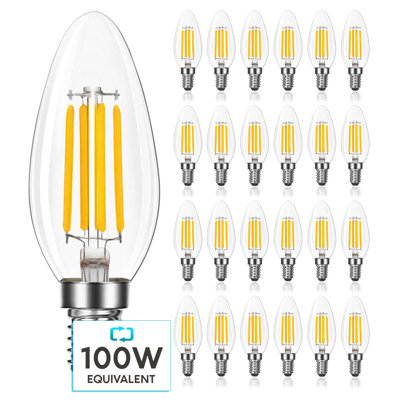 7 Watt (100 Watt Equivalent), B11 LED, Dimmable, Natural White (3500K), E12/Candelabra Base -  Luxrite, LR21648-24PK