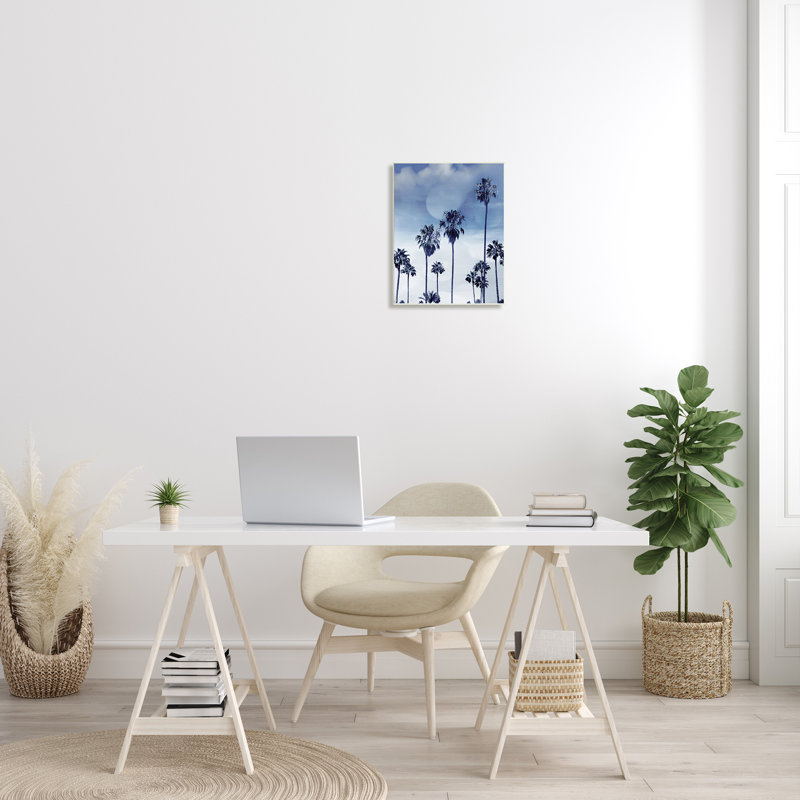 «Tall Tropical Pine Trees», impression monochromatique, H 19 po x l 13 po, Plaque murale