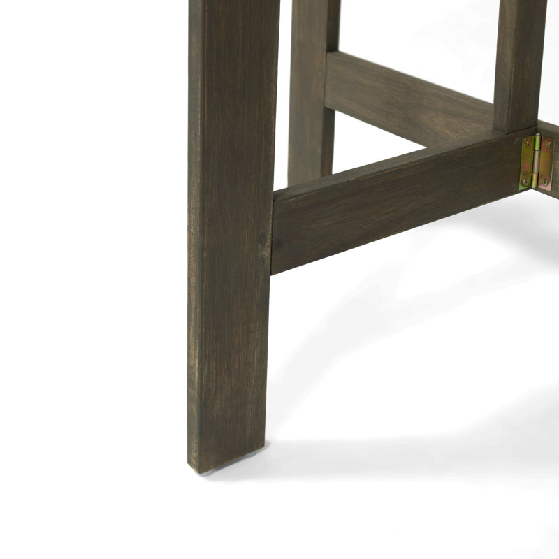 Outdoor Half-Round Folding Acacia Wood Bistro Table, Gray