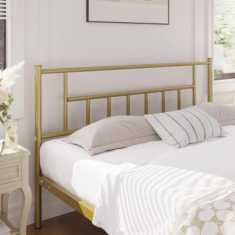 Delaenie Metal Platform Bed, Antique Gold, Full / Double