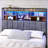 Headboard with 3-Tier Storage Shelves, Velvet Upholstered Head Board with 2 Outlets, USB Ports & LED Light, Soft Backrest for Queen Size Bed, Rustic Brown and Black-984979100-985306067