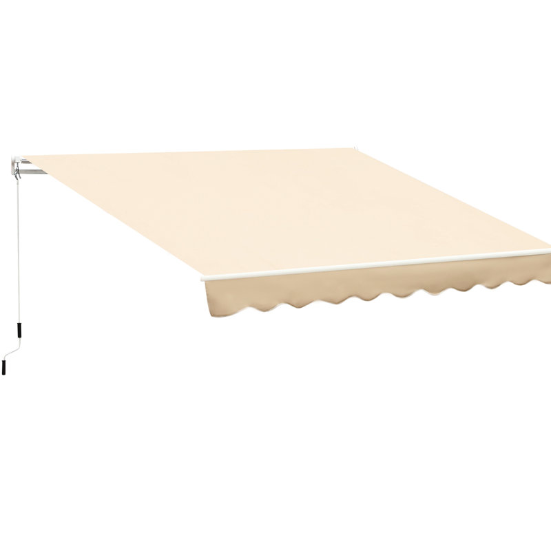 10' X 8' Yard Awning, Beige Sunshade With & Water Resistance, Manual Crank Handle, Aluminum Frame For Deck, Balcony Patio Sun Shelter Balcony,