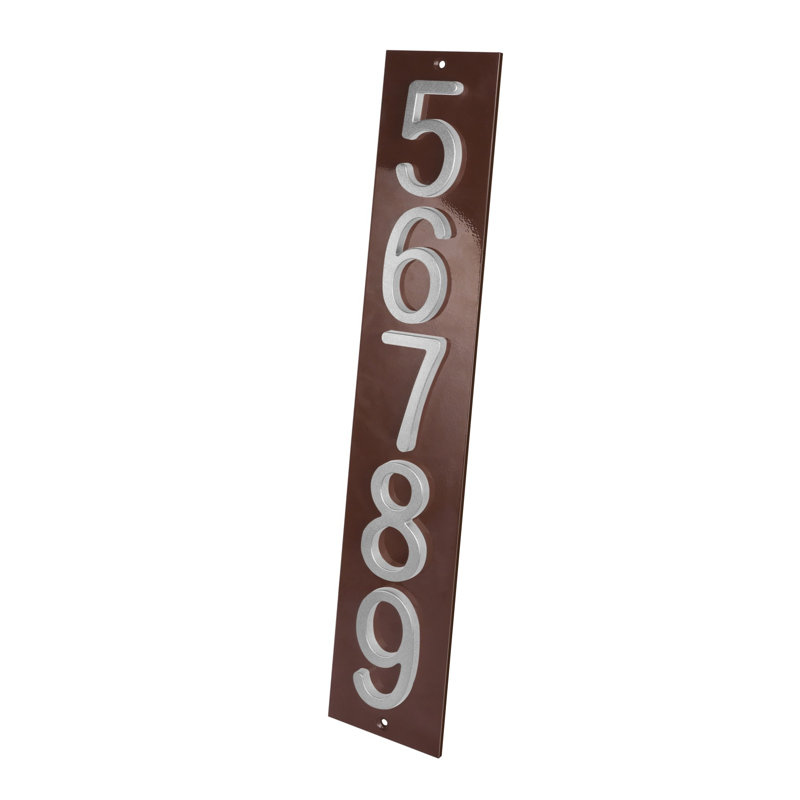 Plaque d'adresse verticale Amgo, Argent argent, Brun, Oui
