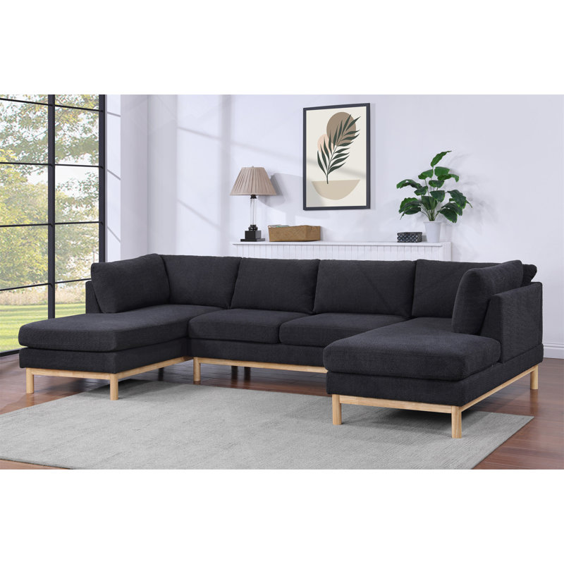 124" Wide Double Chaise U-Shape Sectional Sofa