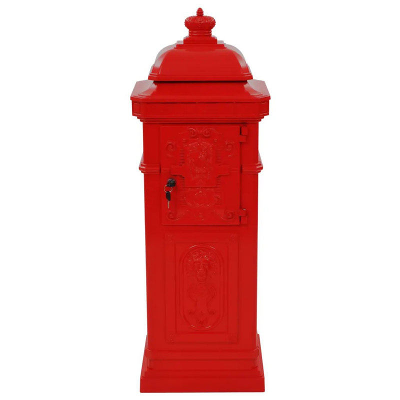Grande boîte aux lettres en aluminium coulé avec pilier vidaXL, Rouge
