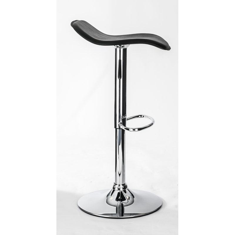Swivel Upholstered Faux Leather Adjustable Height Bar Stool with Steel Frame