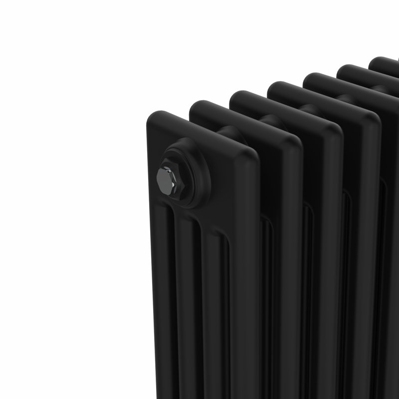 Altynay Horizontal Traditional 4 Column Radiator, 300mm H x 605mm W x 140mm D, Black