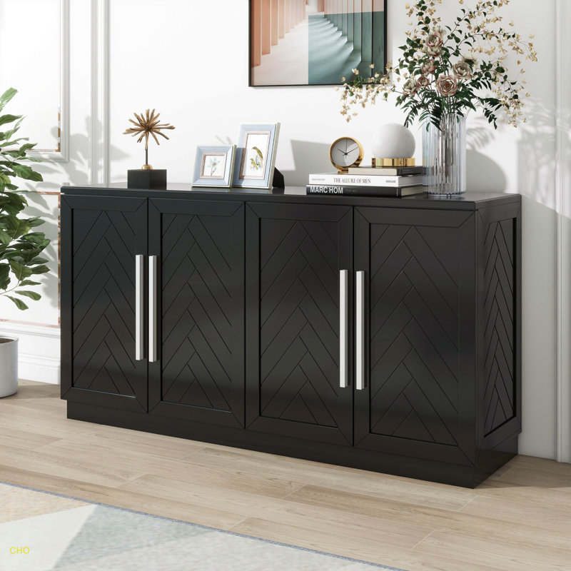 Buffet avec rangement, armoire avec tablettes et poignées réglables pour la cuisine, la salle à manger et le salon