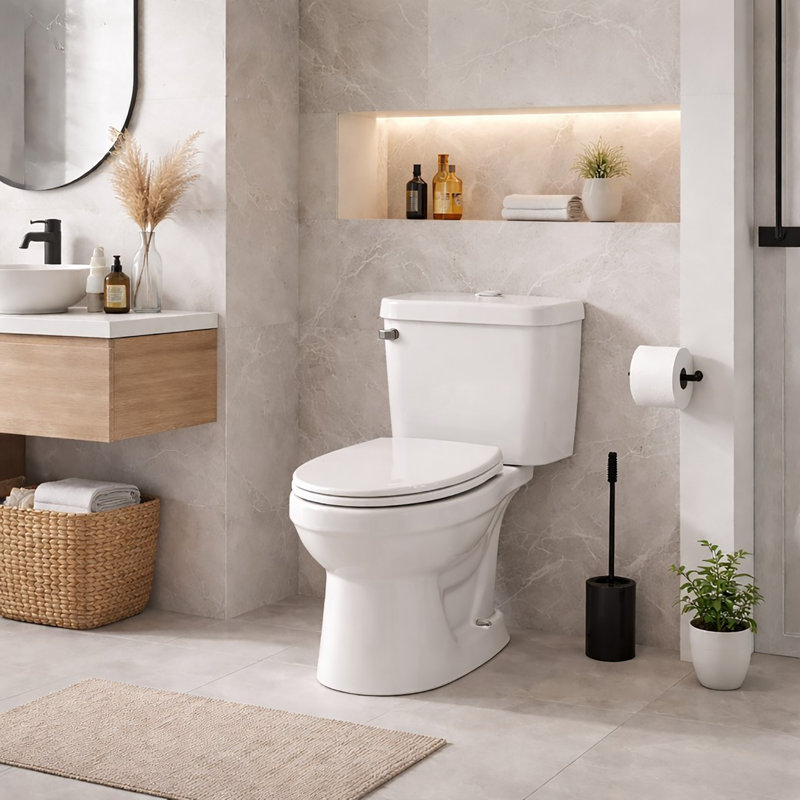 Siège de toilette allongé à longueur réglable, Blanc