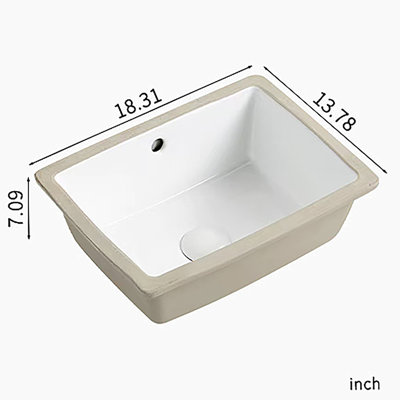 Undermount Bathroom Sink White Rectangle Porcelain Ceramic Vessel Sinks Deep Basin with Overflow Lavatory Vanity Sink Mounted Under the Counter