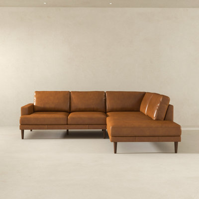 Corbin Tan Leather Sectional Sofa