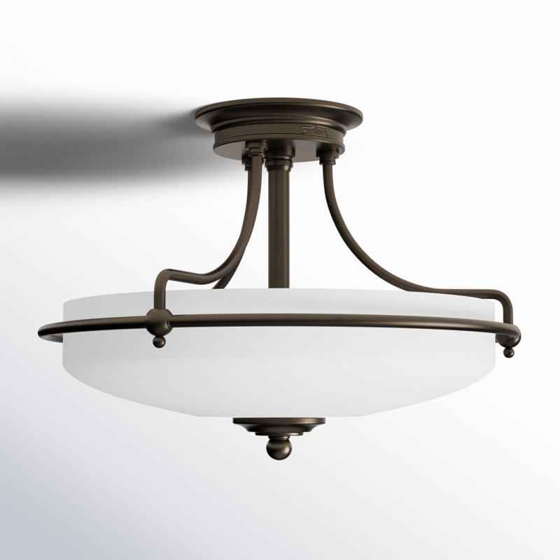 Ampelio Glass Semi Flush Mount, 12" H x 17" W x 17" D, Palladian Bronze