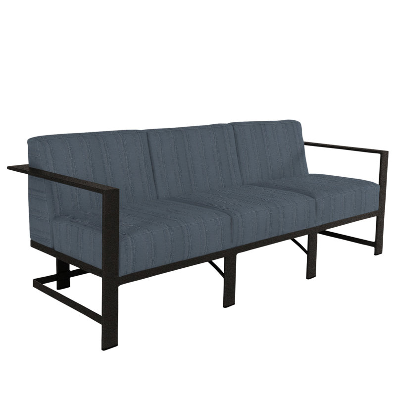 Studio Outdoor 3 - Seat Patio Sofa, Carbon Black, Sash Denim