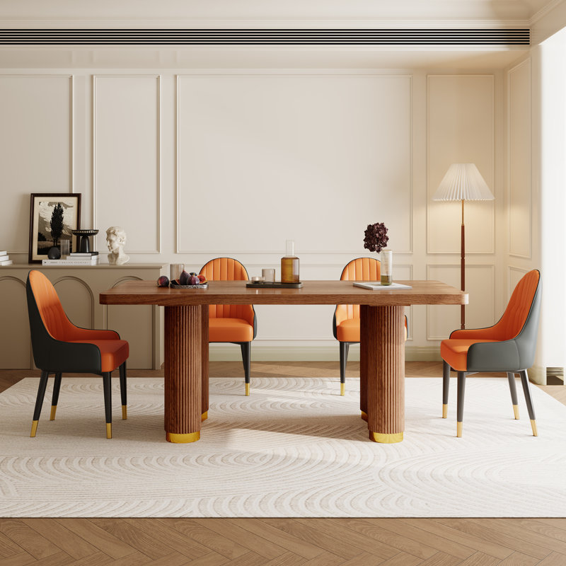 Table de salle à manger rectangulaire moderne en bois, Brun