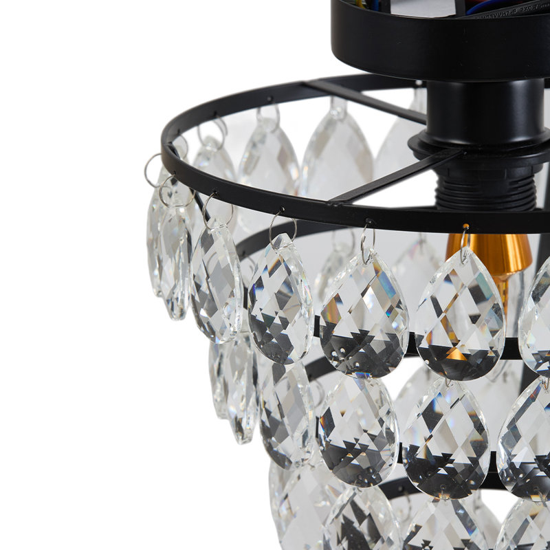 Crystal Semi Flush Mount, Matte Black