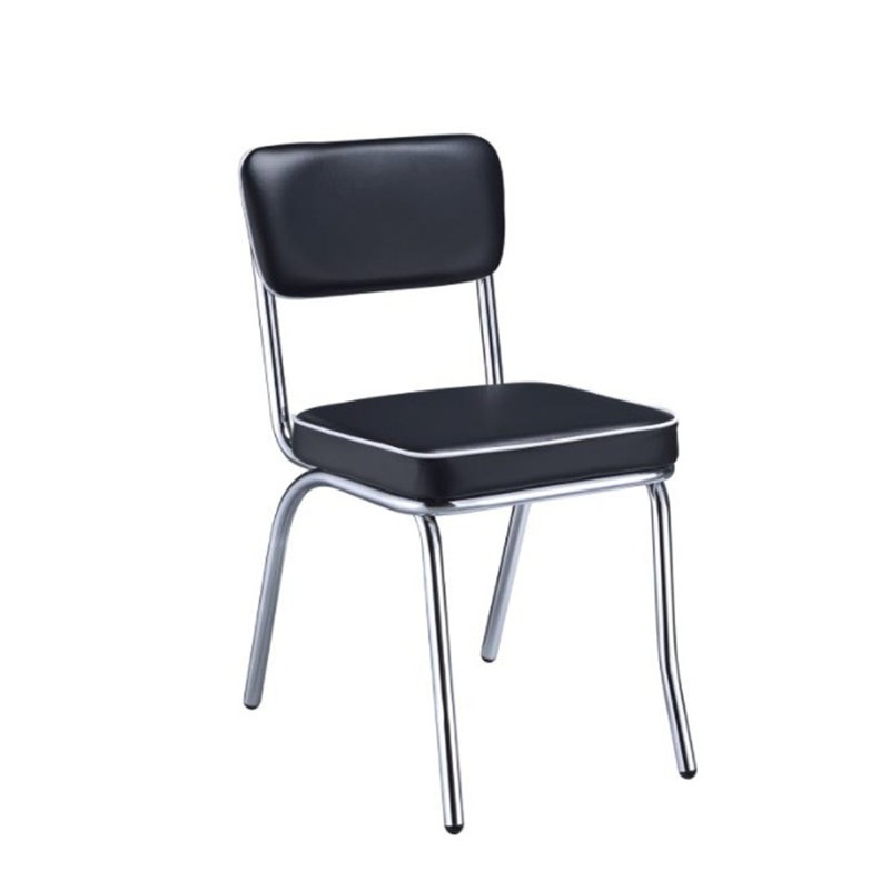 Sayville 18'' H Faux Leather Upholstered Metal Side Chair, Black