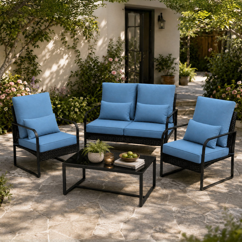 Ensemble de coussins de siège d'extérieur, Bleu très foncé, L 24 po x P 24 po
