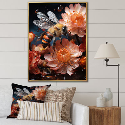 «Colorful Bee IV», reproduction d'art sur toile florale