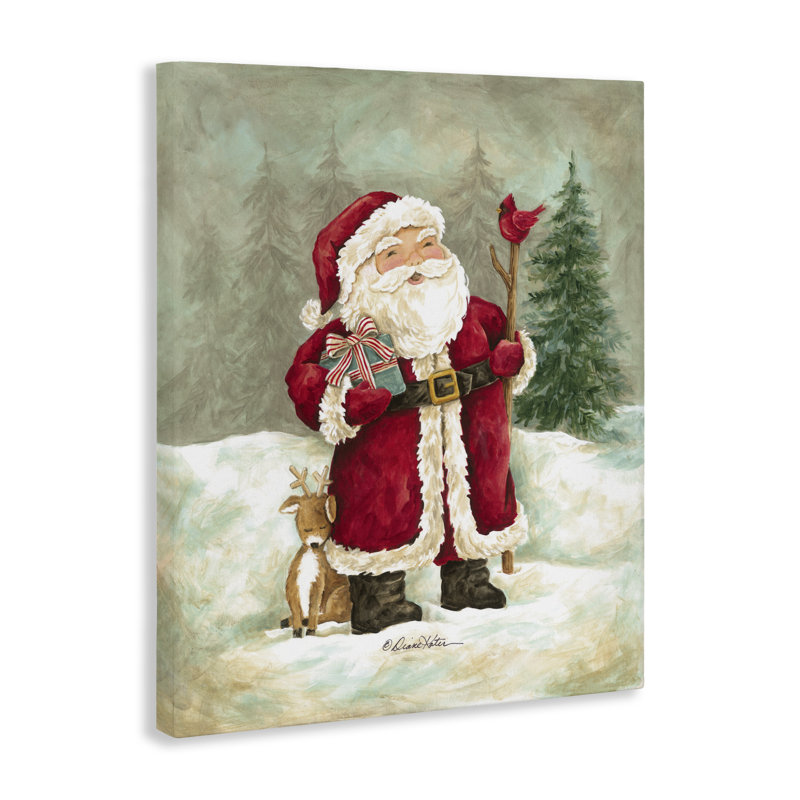 Joyeux père Noël et toile de renne câlin, conception par Diane Kater, H 20 po x l 16 po