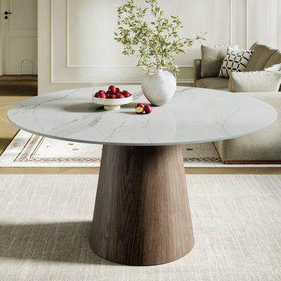 Bobrow Mid-Century Round Pedestal Table For 8