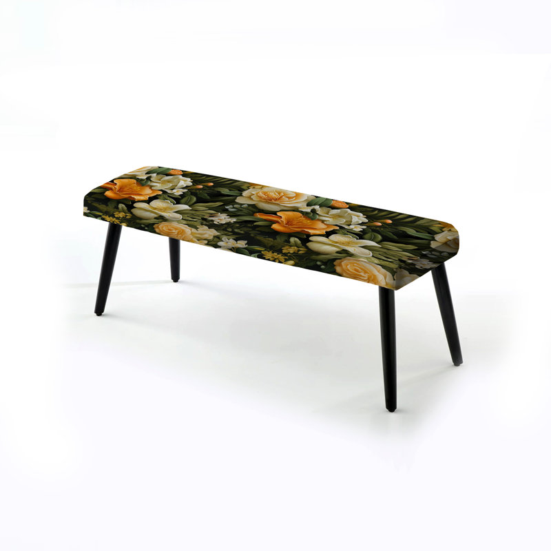 Mangu Bloom - motif tropical - banc rembourré noir Tropical