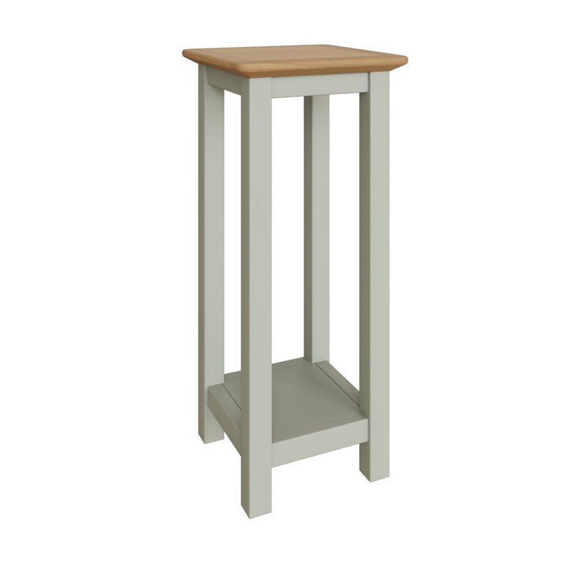 Daris Side Lamp Table Plant Stand. Solid Oak Top. Fully Assembled, Green