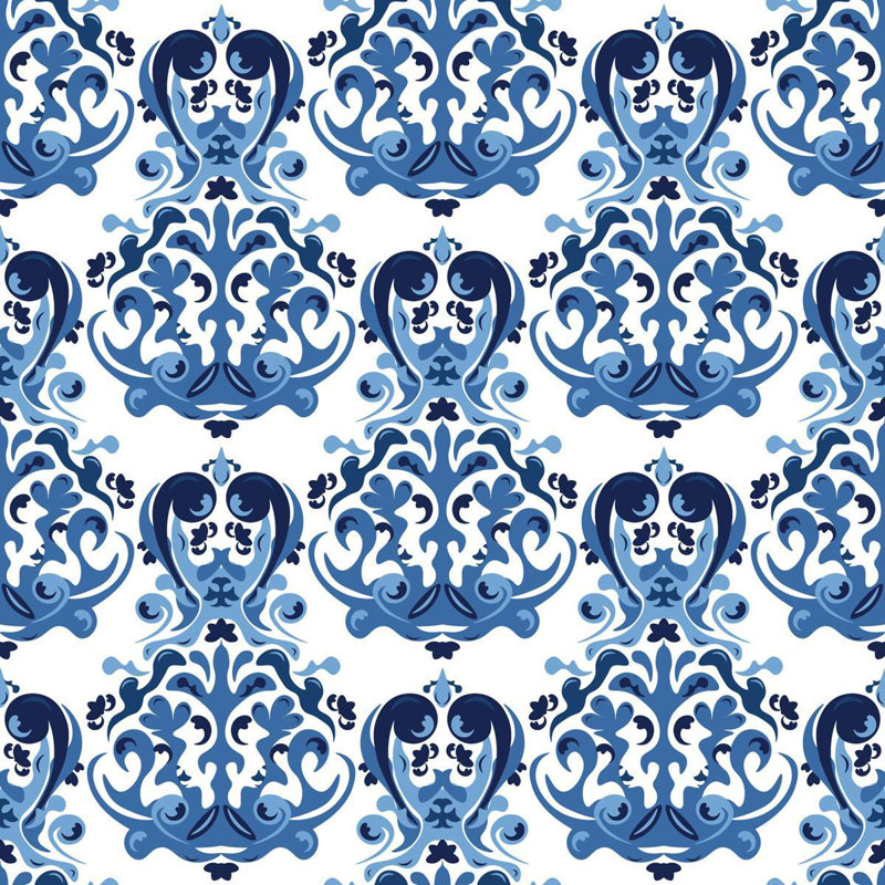 Damask Blue Peel & Stick Wallpaper N04133