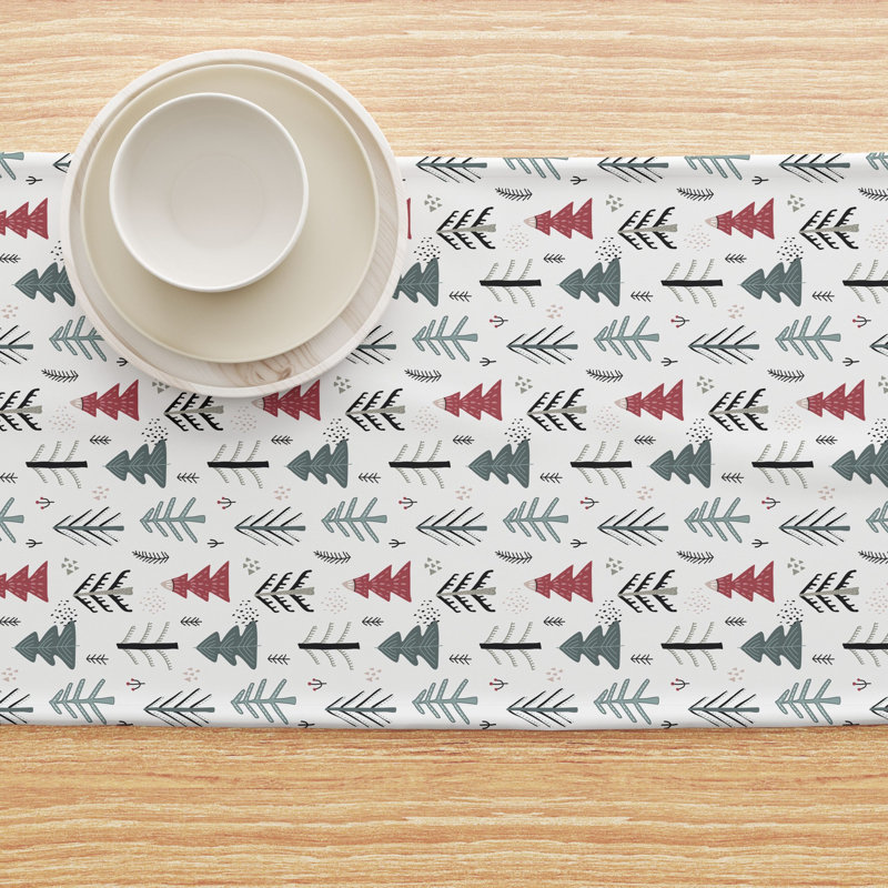 Fabric Textile Products, Inc. Table Runner, 100% Cotton, Christmas Tree Doodle, 16" x 72"