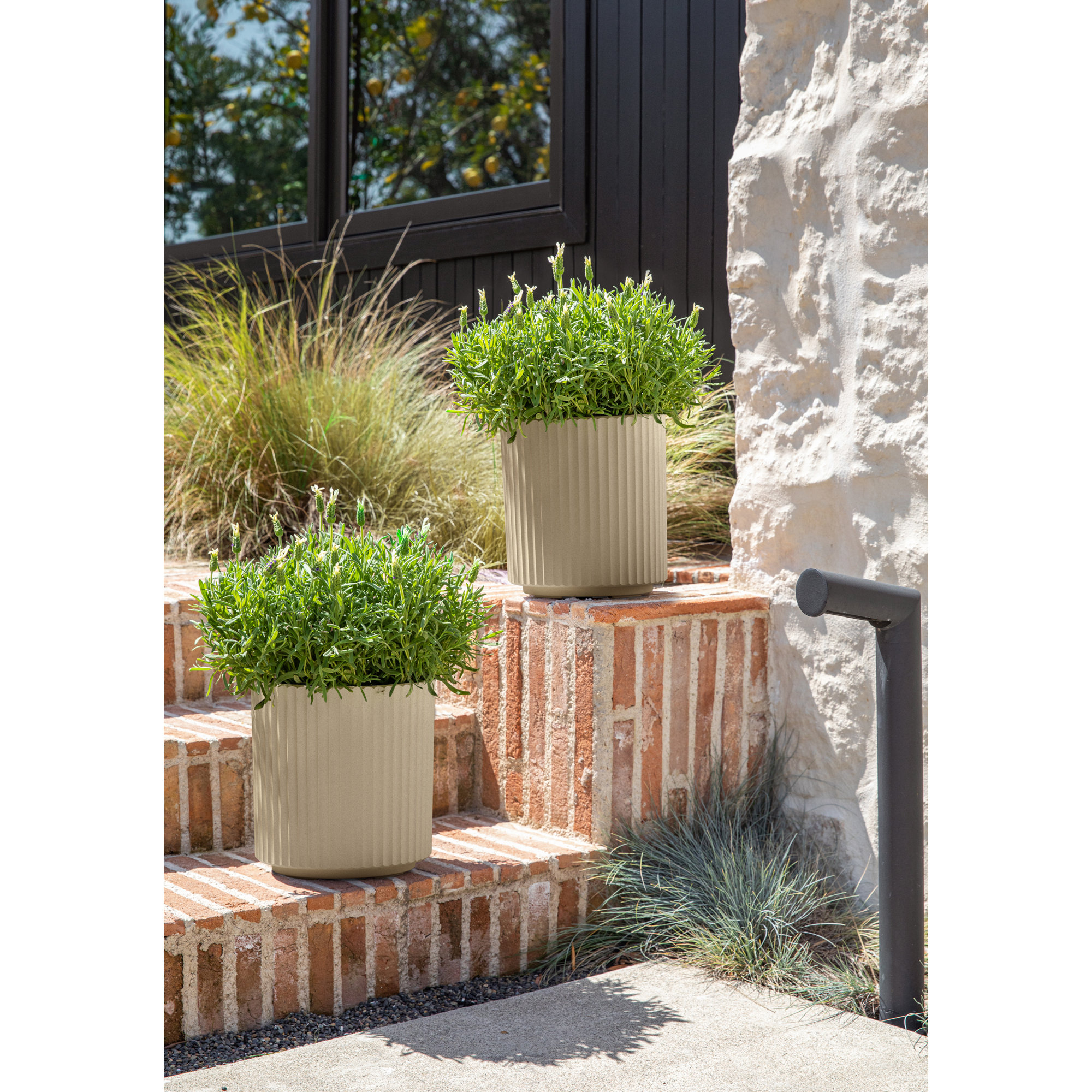 Demi Series Round Planter, 2, Sand, 11.5" H x 10.5" W x 10.5" D