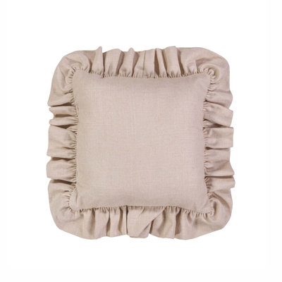 Classic Linen Ruffled Square Pillow