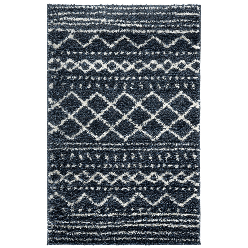 Develin Performance Chevron Rug, Rectangle 3'2" x 5', Slate Blue/Ivory