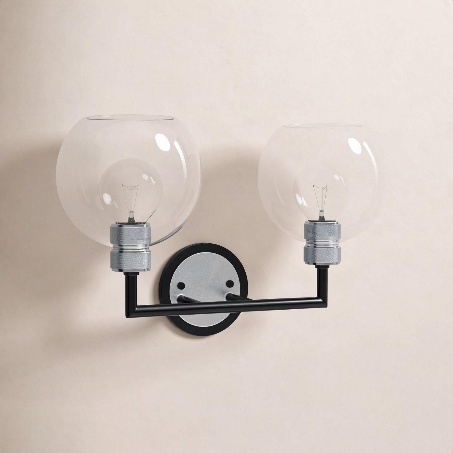 Davian 2 Light Transparent Dimmable Vanity Light