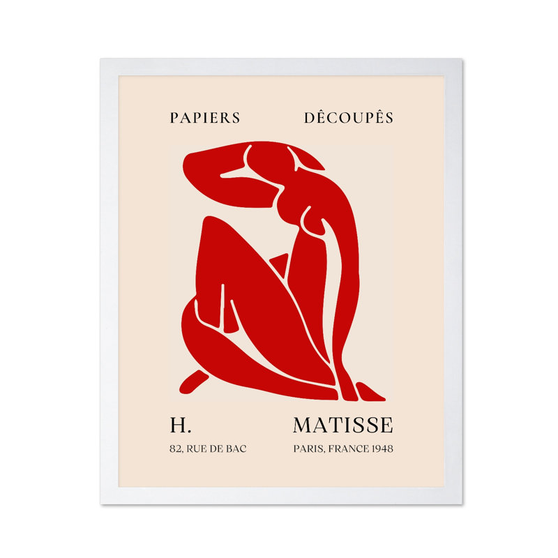 Henri Matisse - rouge nu, Poster, 24"H x 32"W, White Framed