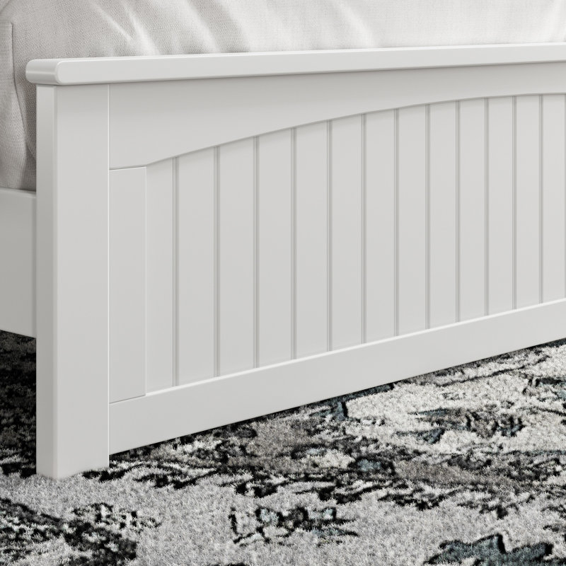 Lit plateforme en bois massif francoise avec pied de lit assorti Francoise, Blanc, Queen
