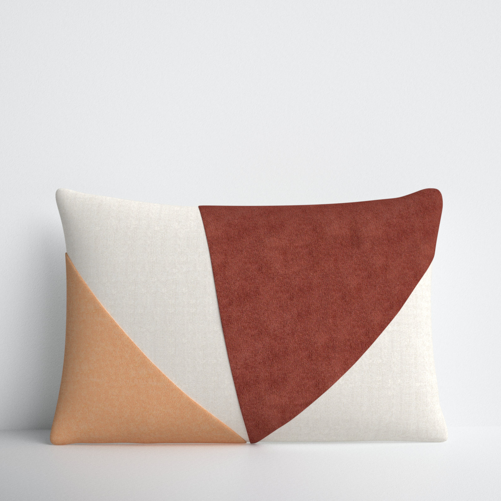 Kathleen Geometric Cotton Lumbar Pillow Cover, Dark Brown/Camel