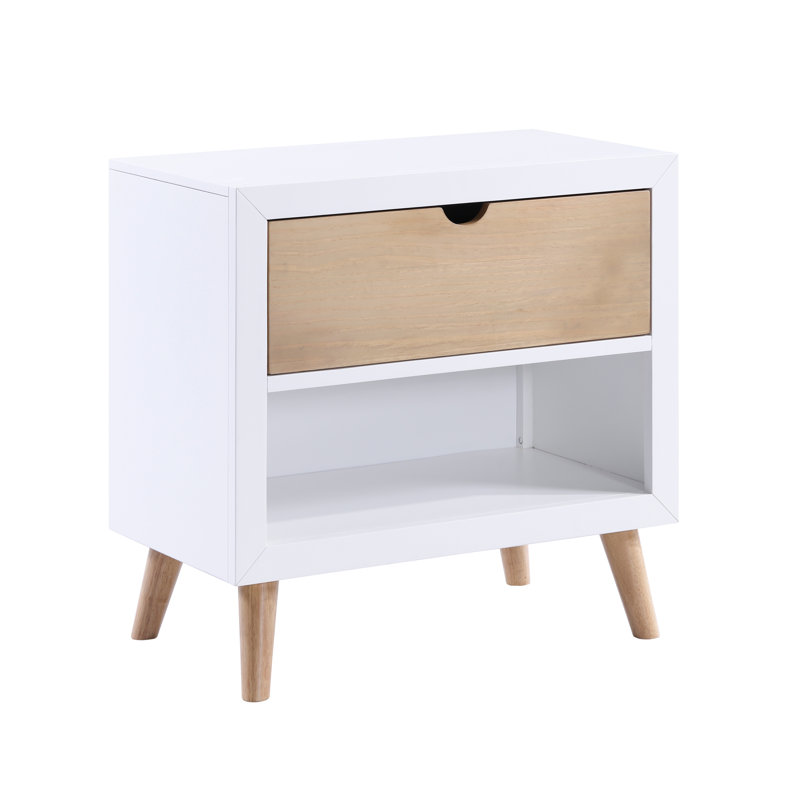 Ensemble de meubles de chambre à coucher avec tiroir et finition ouverte blanc et naturel 1pc