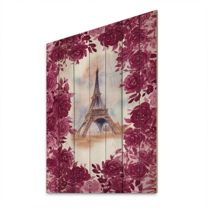 Été Paris France Tour Eiffel V - Impression sur bois sans cadre, H 12 po x l 8 po x P 1 po