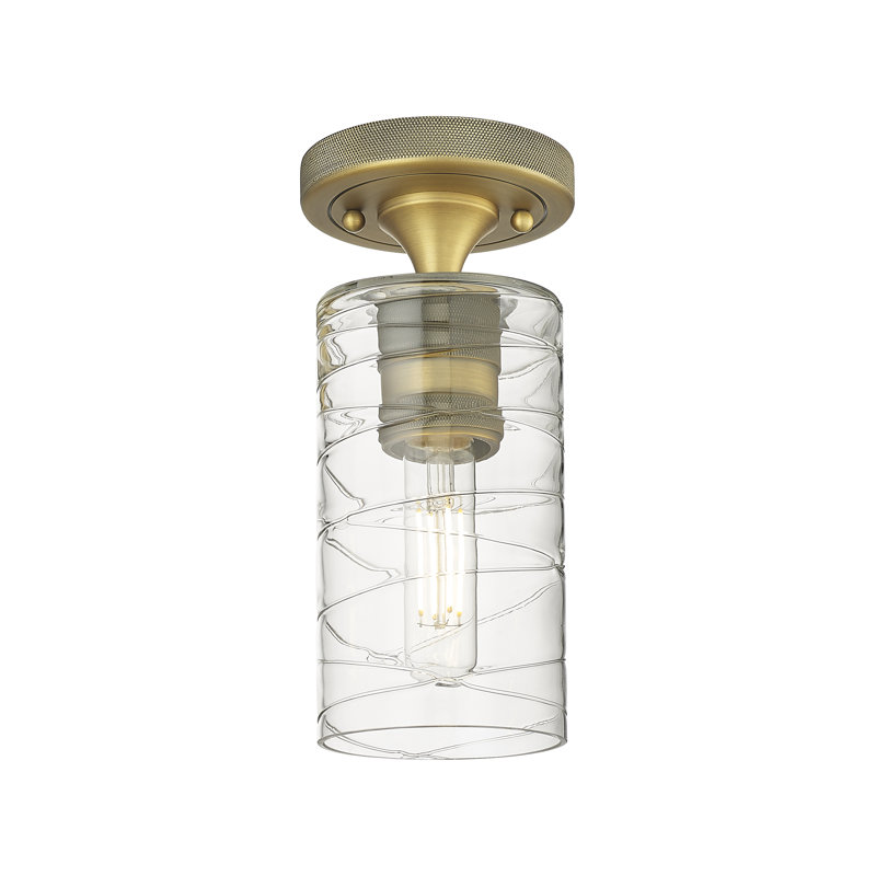 Plafonnier encastré 1 lumière Crown Point, Laiton brossé, H 9,63 po x l 4 po X P 4,5, Clair