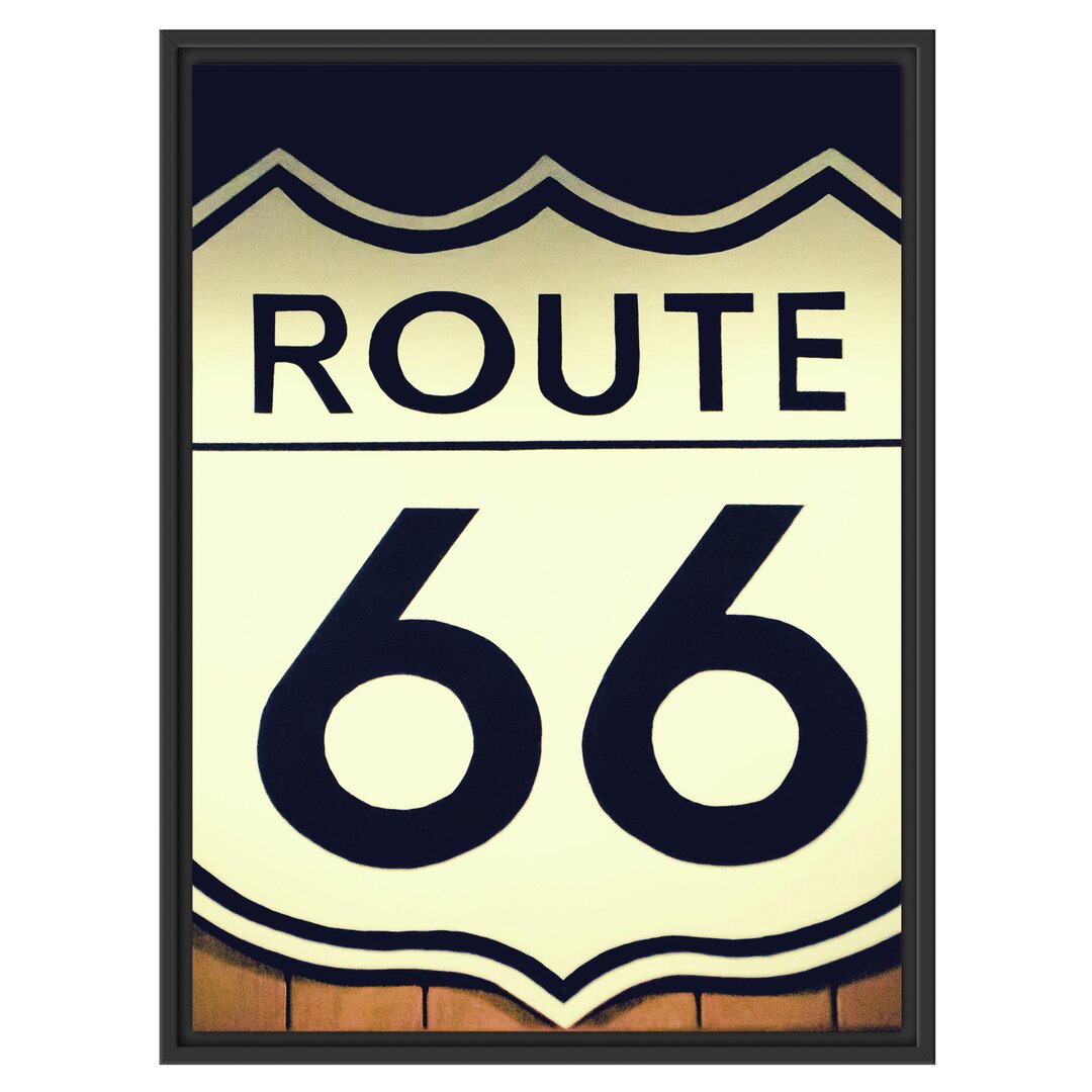 Gerahmtes Wandbild Modernes Route 66 Schild