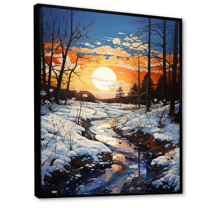 «Winter Sky Serenity Pastoral I», reproductions d'art mural paysage et nature, Cadre flottant noir