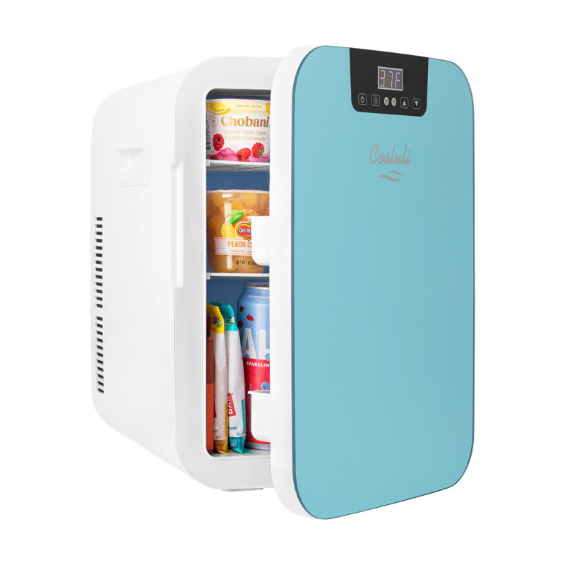 Cooluli Concord 0.7 Cubic Feet Portable Countertop Mini Fridge, Aqua Blue/White