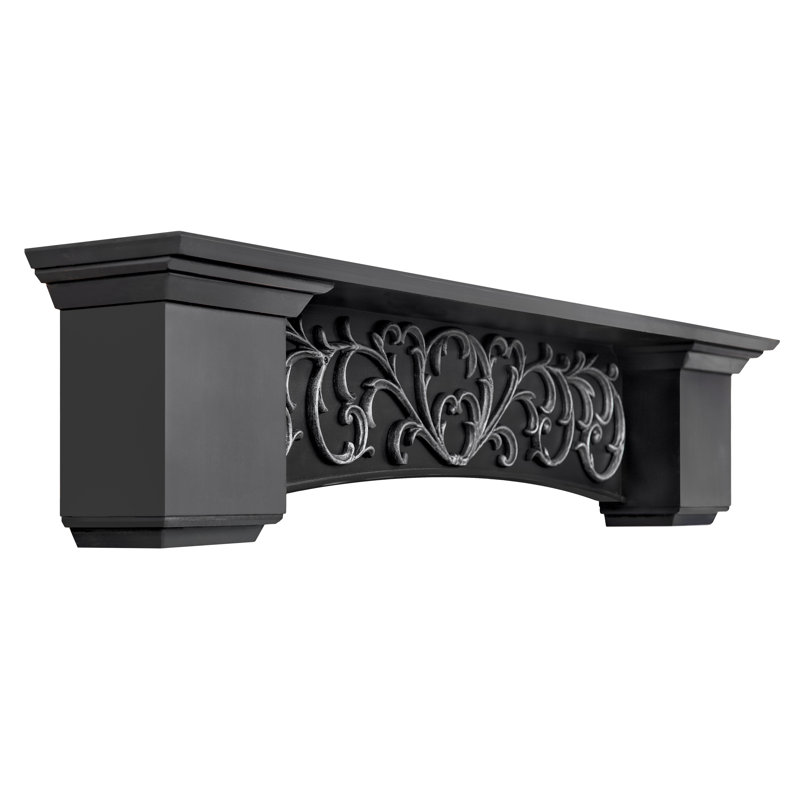 Manteau de cheminée Genova, 60", Noir satiné