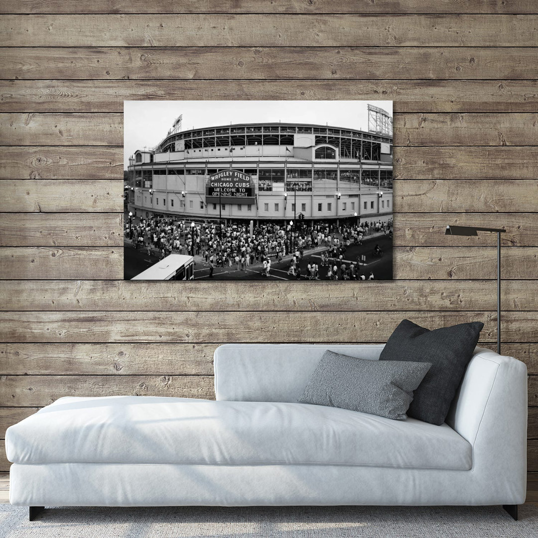 " Wrigley Field In B&W (from 8/8/88 - The First Night Game That Never Happened), Chicago, Illinois, USA " by Panoramic Images Hokku Designs 