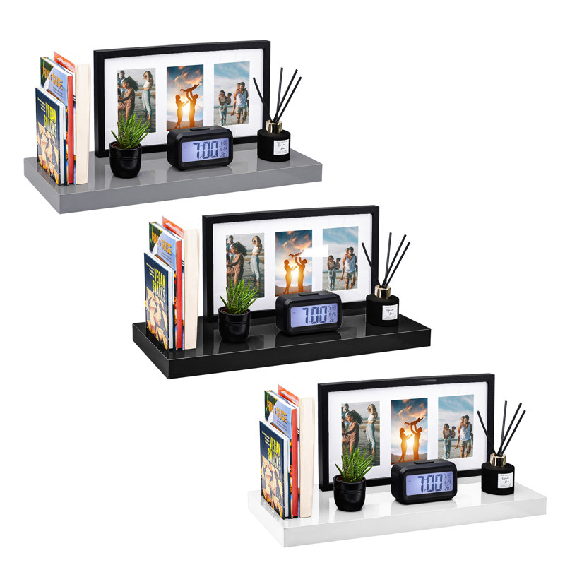 Balwinder Floating Shelf, 3.8cm H x 30cm W x 23.5cm D, Grey