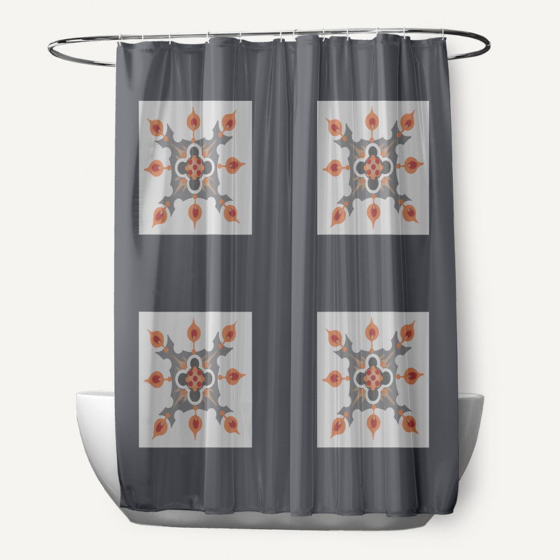 Rideau de douche simple géométrique Anita, Gris foncé / gris pâle