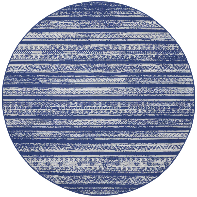 Striped Indoor Rug, Round 5'