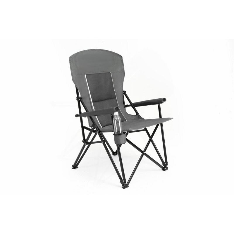 High Back Heavy Duty Lawn Chair Support 250LBS, Portable Collapsible Chair With Cup Holder, Gray