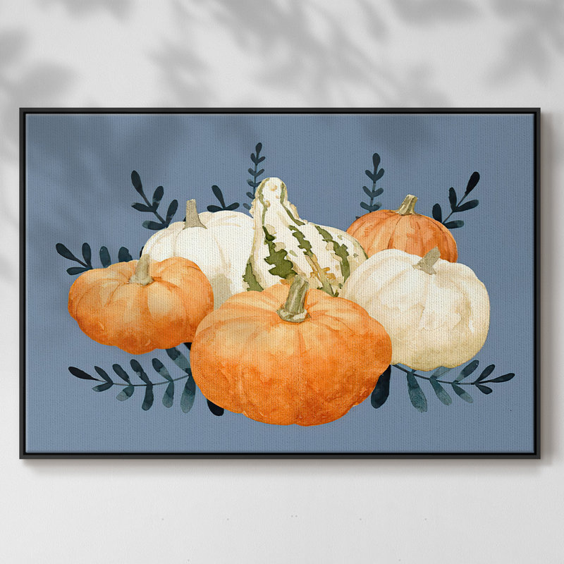 Autumn Orange & Blues II, reproduction d'art sur toile, H 17 po x l 25 po x P 2 po, Cadre noir